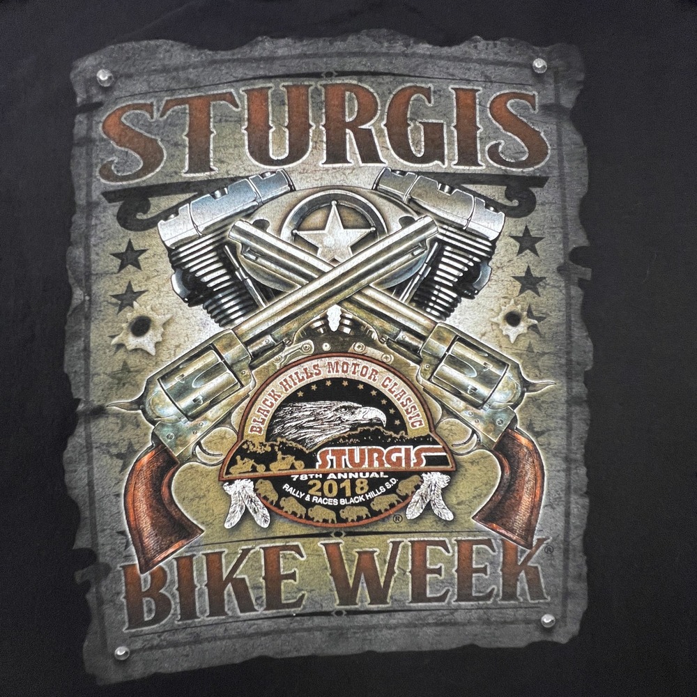 Sturgis Bike Week T-Shirt Mens 2XL Black 2018 78th Annual Rally Graphic Alstyle